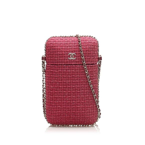 Pre Loved Chanel CC Tweed Phone Case Red Other SLG